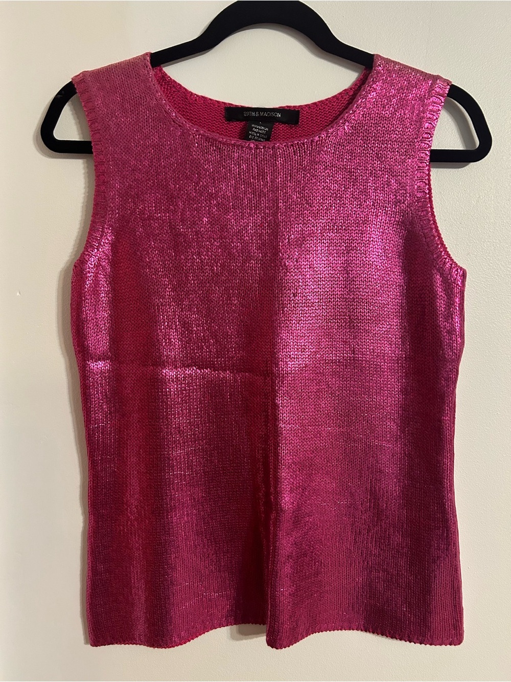89th & Madison Metallic Knit Tank Top in Hot Pink